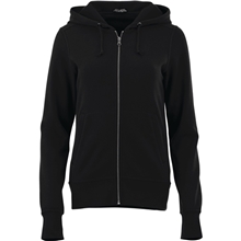 aerial view a black (995) womens cypress fleece full zip hoody, image 1 of 2