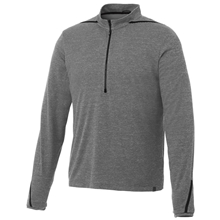 aerial view a heather charcoal/black (986) mens dege eco knit performance half zip, image 1 of 5