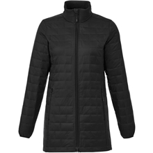aerial view a black (995) womens telluride lightweight packable insulated puffer jacket, image 1 of 6