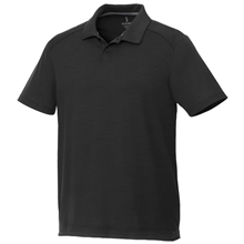 aerial view a black (995) mens amos eco short sleeve performance polo, image 1 of 2