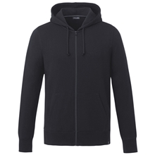 aerial view a black (995) mens argus eco fleece full zip lightweight hoodie, image 1 of 4