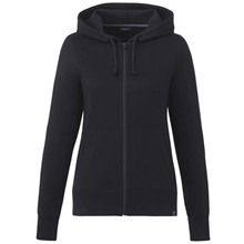 aerial view a black (995) womens argus eco fleece full zip hoodie, image 1 of 4