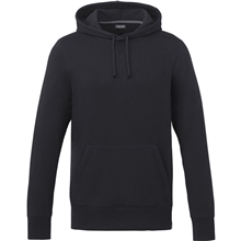 aerial view a black (995) mens argus eco fleece lightweight hoodie, image 1 of 4