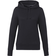 aerial view a black (995) womens argus eco fleece hoodie, image 1 of 10