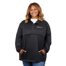 aerial view a black (995) gender neutral avas eco packable quarter zip anorak pullover, image 1 of 9
