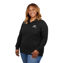 aerial view a black (995) womens palo long sleeve 100 cotton pique polo, image 1 of 8