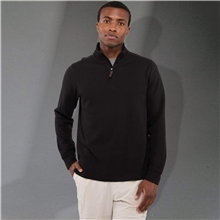aerial view a black (995) mens hudson eco knit quarter zip ribbed sweater, image 1 of 12