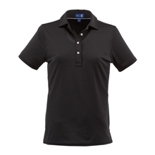 aerial view a black (995) stitch(r) solid pique polo - womens, image 1 of 4