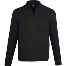 aerial view a black (995) telica mens brushed back recycled fleece jacket, image 1 of 4