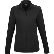 aerial view a black (995) telica womens brushed back recycled fleece jacket, image 1 of 7
