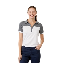 aerial view a group of womens mack short sleeve performance polo, image 1 of 3