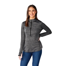 a group of womens mather performance knit half zip with thumb holes