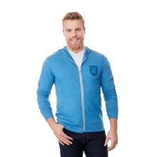 aerial view a group of mens garner lightweight knit full zip hoodie with thumb holes, image 1 of 4