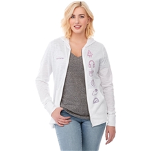aerial view a group of womens garner lightweight knit full zip hoodie with thumb holes, image 1 of 4