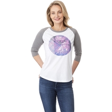aerial view a group of womens dakota three quarter raglan tee, image 1 of 4