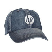 aerial view a medium wash ace usa washed slub denim cap, image 1 of 2