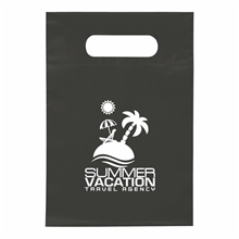 aerial view a black non - woven die cut bag w / next day rush service, image 1 of 2