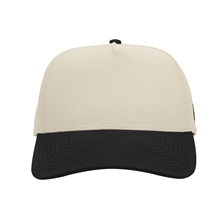 aerial view a beige with black branded bills bare curved two - tone canvas cap, image 1 of 3