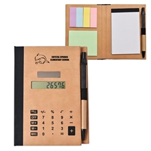 a beige/black mini eco - friendly paper based padfolio with calculator pen