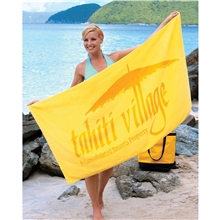 aerial view a group of towel specialties basic weight beach towel - colors, image 1 of 2