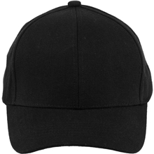 aerial view a black (995) recycled cotton twill 6 panel ballcap, image 1 of 6