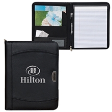 aerial view a black zippered notebook portfolio black, image 1 of 2