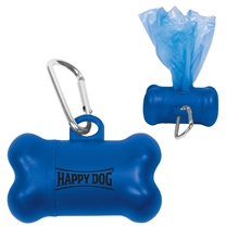 aerial view a blue promotional doggie pet waste disposal bag dispenser holder, image 1 of 2
