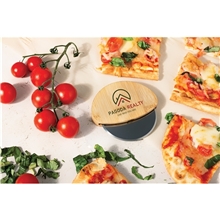 a group of bamboo personalized pizza cutter
