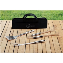a group of 3- piece outdoor bbq tool set in zippered case