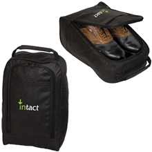 aerial view a black non woven golf shoe bag, image 1 of 2