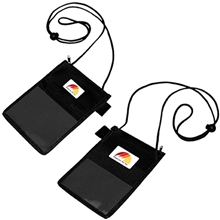 aerial view a black non woven identification holder / wallet, image 1 of 2