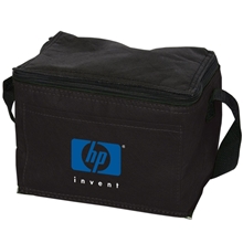 aerial view a black non woven cooler / lunch bag, image 1 of 2