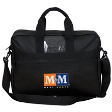 aerial view a black non woven business bag 120 gram polypropylene, image 1 of 2