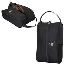 aerial view a all black shoe bag, image 1 of 2