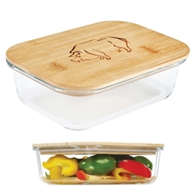 a group of glass food container w / bamboo lid