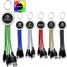 aerial view a group of light up logo keychain cable, image 1 of 2