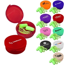 aerial view a group of ear protection with cord, image 1 of 2