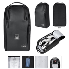 aerial view a black cutter buck(r) active collection golf shoe bag, image 1 of 3