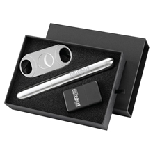 a group of cubano cigar holder lighter and cutter gift set