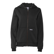 aerial view a black (995) berne womens heritage grid fleece - lined full - zip hooded sweatshirt, image 1 of 7