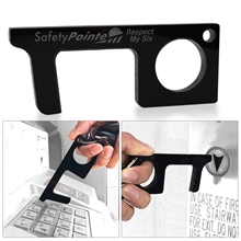 aerial view a group of touchless black acrylic sanitary key, image 1 of 2
