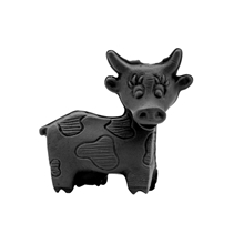 a black figurine eraser moo cow