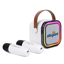 a group of partywave portable karaoke system with dual microphone