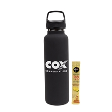 a black 20 oz bottle with iced tea mix