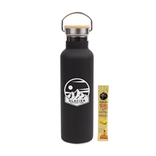 a black 20 oz bottle with iced tea mix