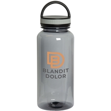 aerial view a black volumo 1000 ml. (33 fl. oz) acrylic bottle, image 1 of 3