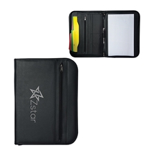 aerial view a black zippered legal portfolio, image 1 of 2