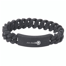 aerial view a black twist o might silicone bracelet, image 1 of 2