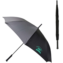 aerial view a black executive umbrella 46 arc with straight handle, image 1 of 2