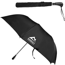 aerial view a black telescopic folding umbrella 56 arc, image 1 of 2